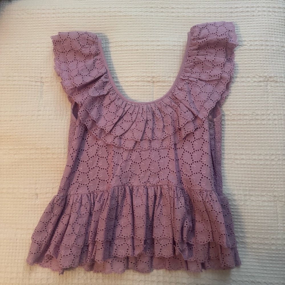 House of Harlow Lavender Eyelet Top - Picture 2 of 4